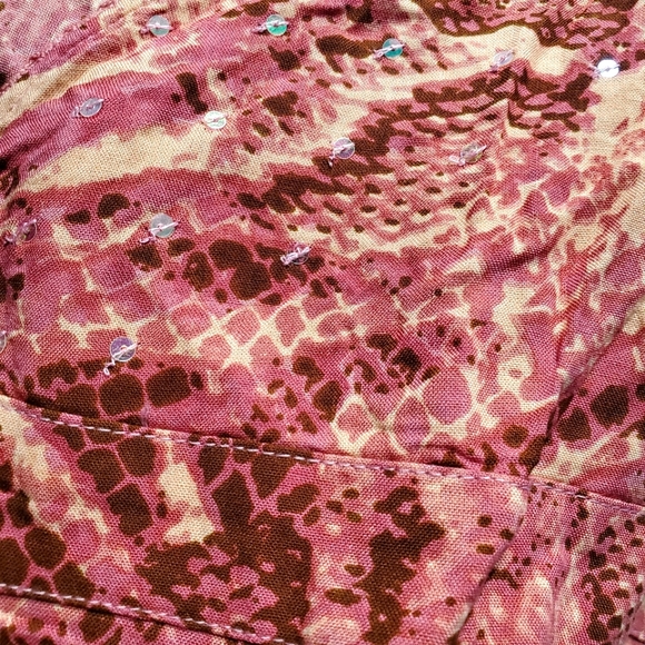 Anthropologie pink snake print wrap maxi dress sz M flutter sleeve - Picture 3 of 3